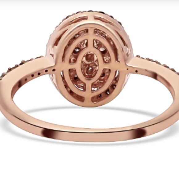 .50 ctw Natural Champagne Diamond/Rhodium/Vermeil Rose Gold Over Sterling Silver - Picture 4 of 5